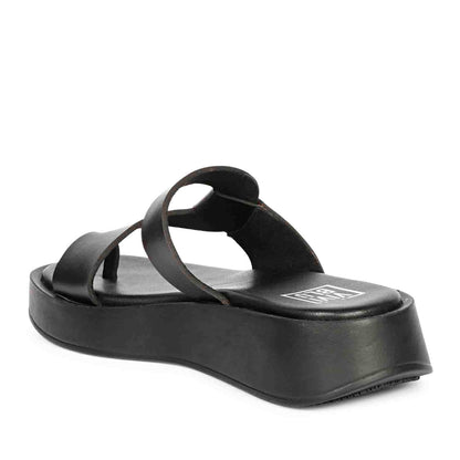 ViviBlu Black Leather Platform Sandals