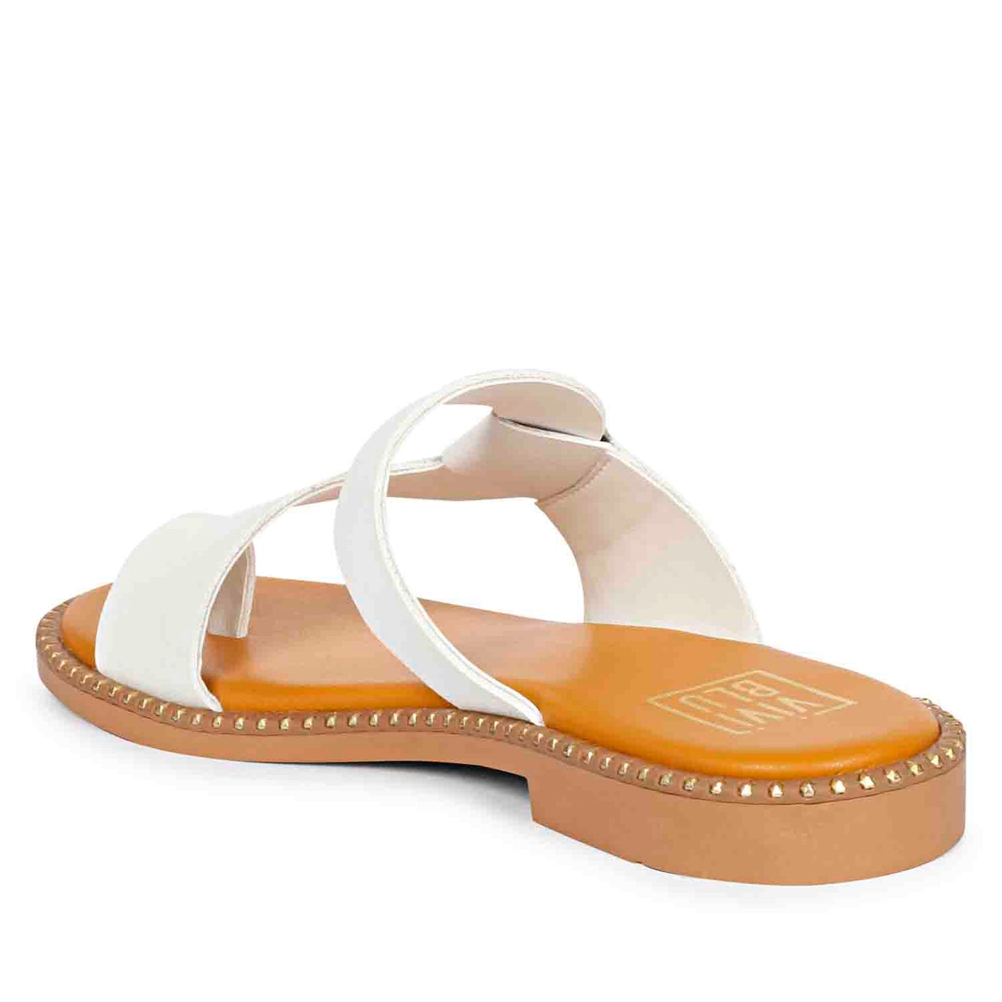 ViviBlu White Leather Flat Sandals