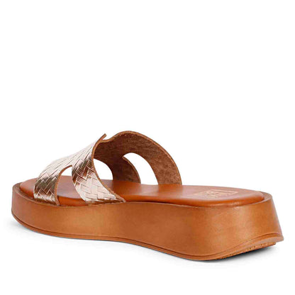 ViviBlu Gold Leather Platform Sandals