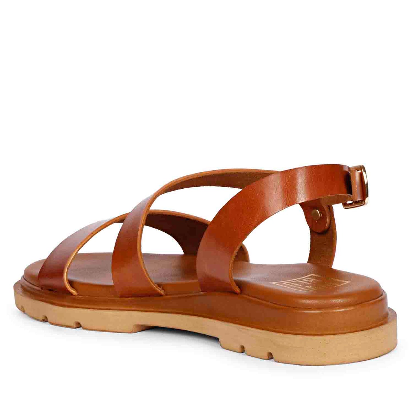 ViviBlu Tan Leather Flat Sandals