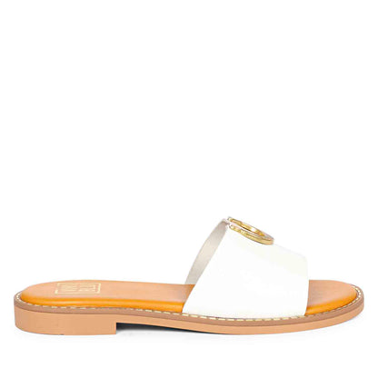 ViviBlu White Leather Flat Sandals