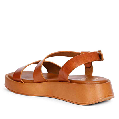 ViviBlu Tan  Leather Platform Sandals