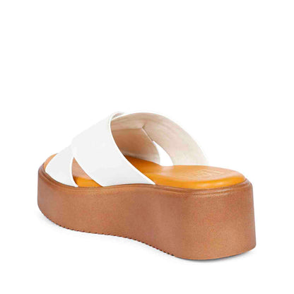 ViviBlu White Leather Platform Sandals