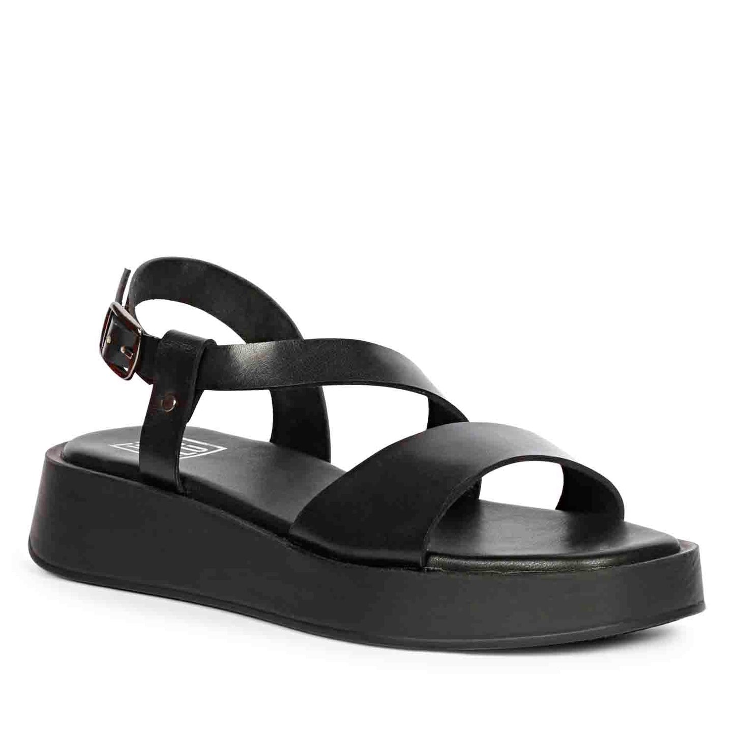 ViviBlu Black Leather Platform Sandals