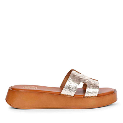 ViviBlu Gold Leather Platform Sandals