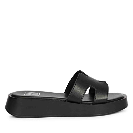ViviBlu Black Leather Platform Sandals