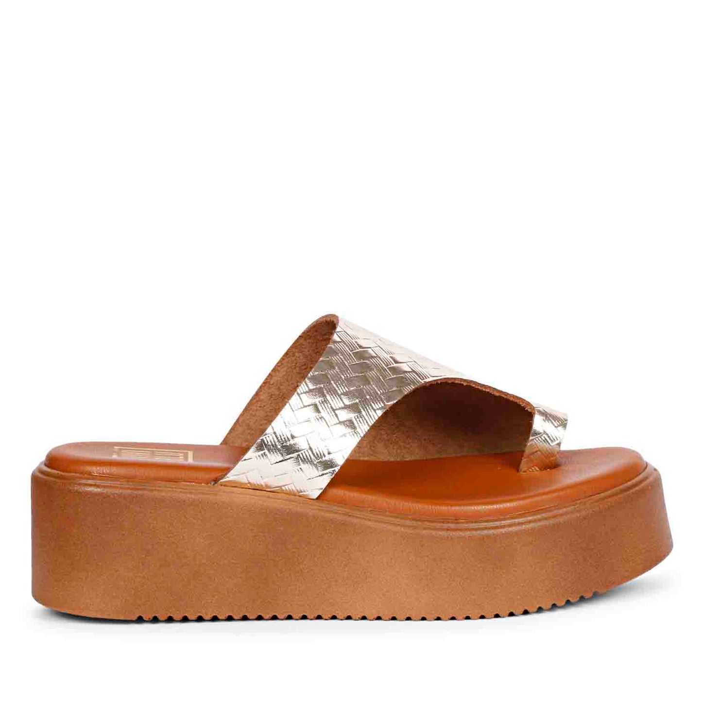 ViviBlu Gold Leather Platform Sandals