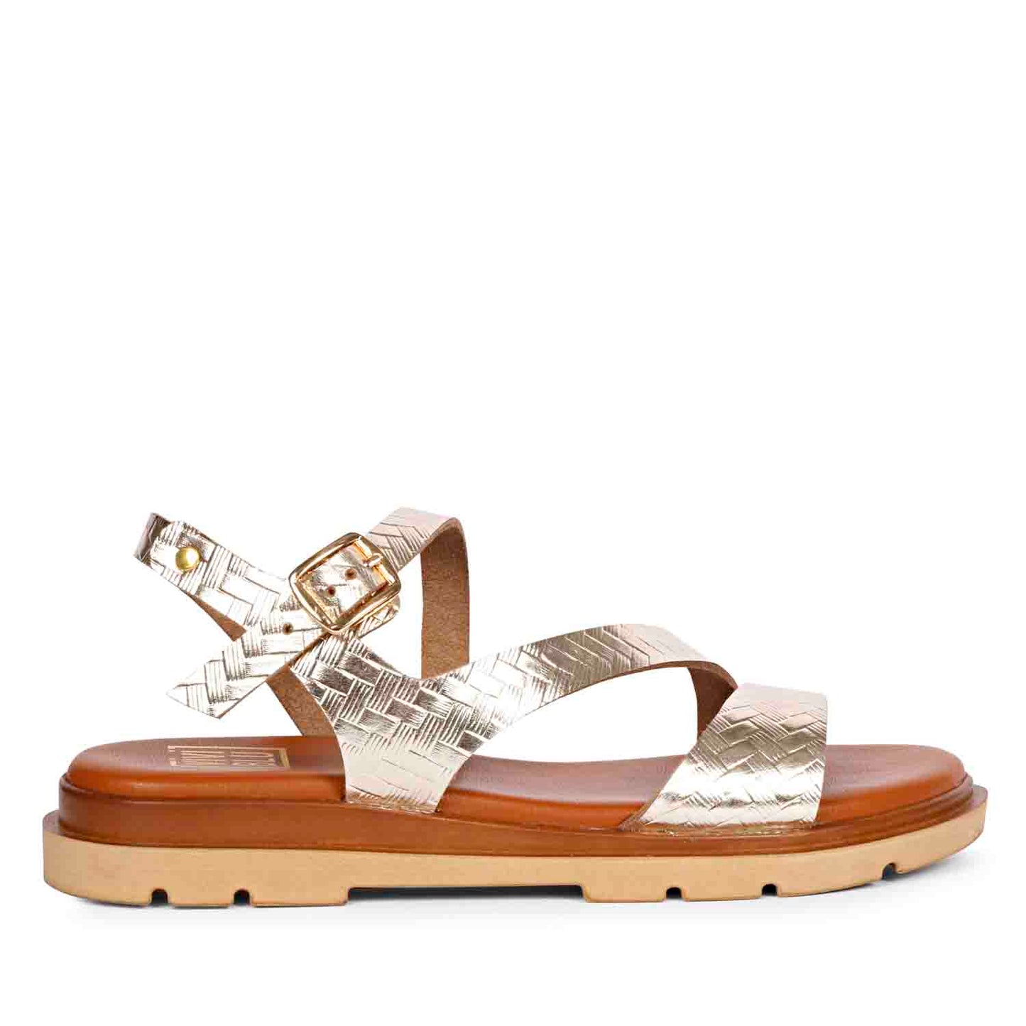 ViviBlu Gold Leather Flat Sandals