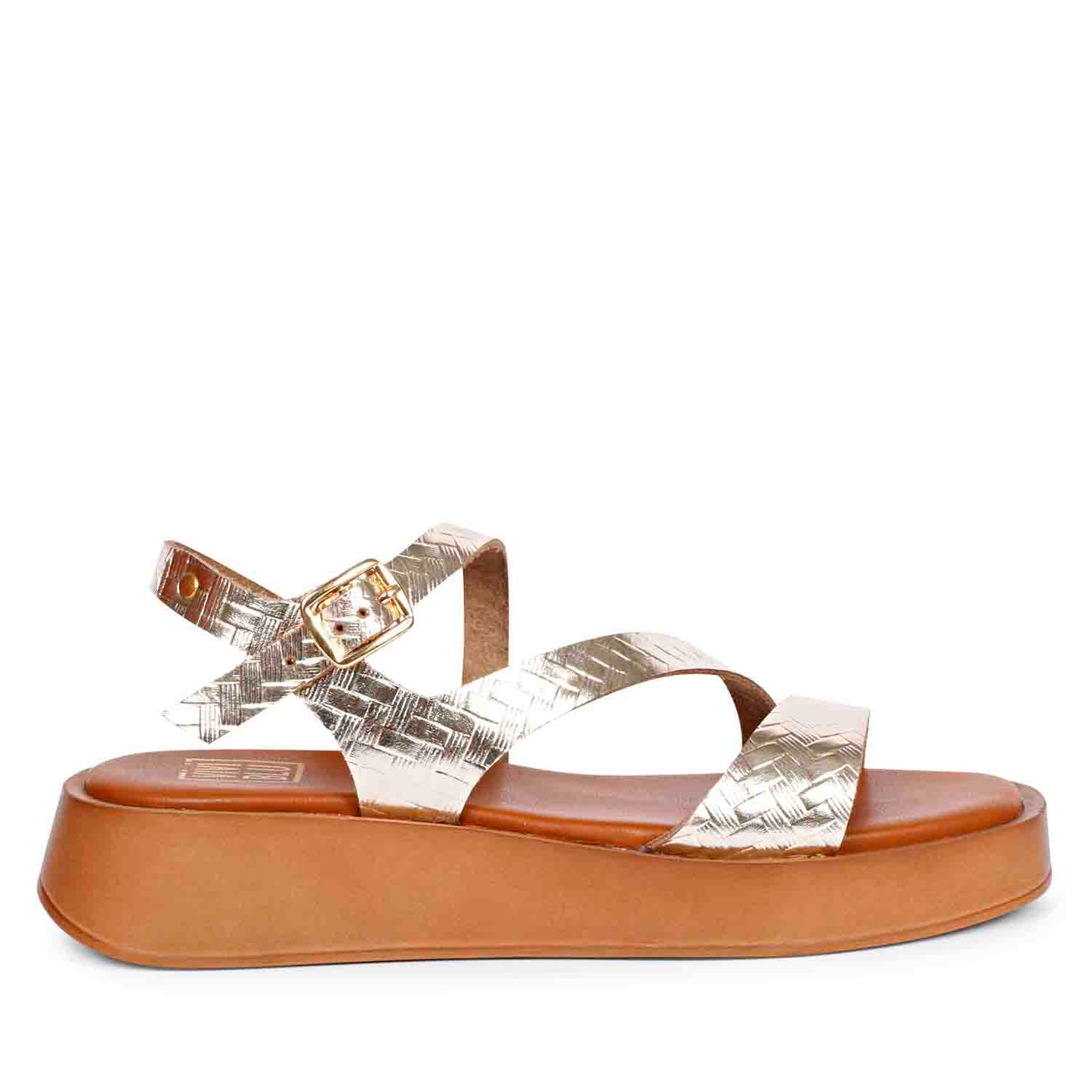 ViviBlu Gold Leather Platform Sandals