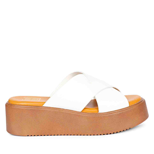 ViviBlu White Leather Platform Sandals