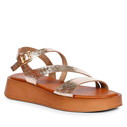 ViviBlu Gold Leather Platform Sandals