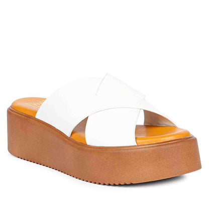 ViviBlu White Leather Platform Sandals