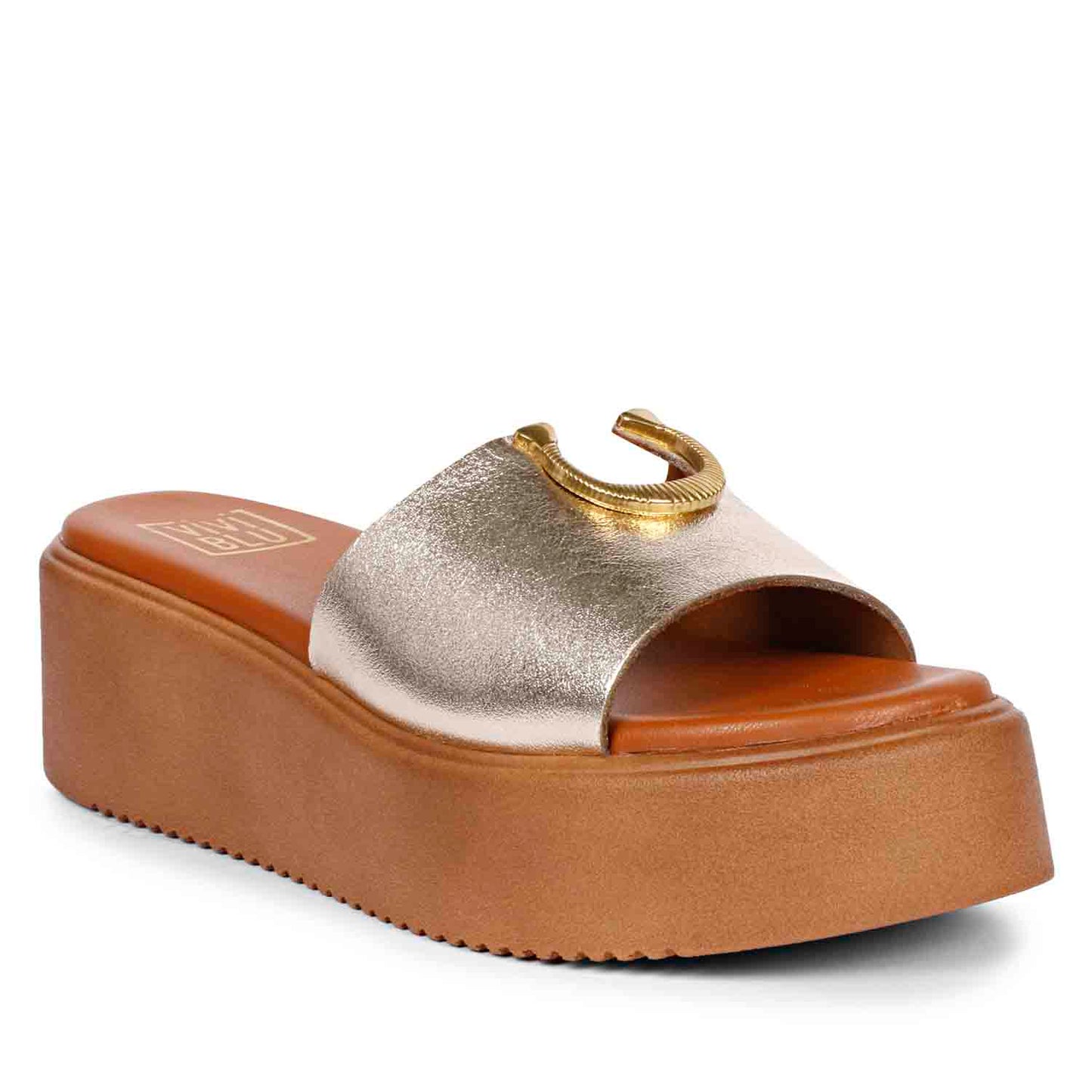 Nala Platin Leather Platform Sandals
