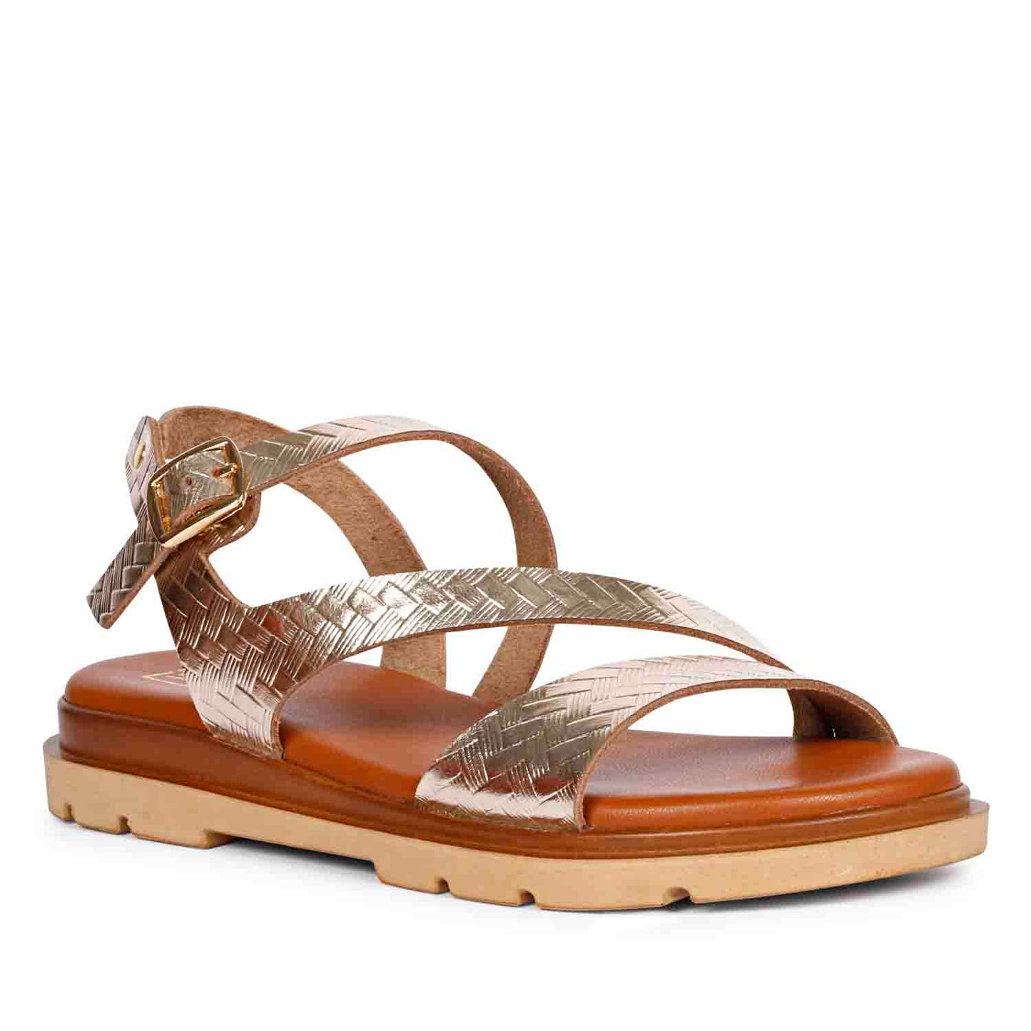 ViviBlu Gold Leather Flat Sandals
