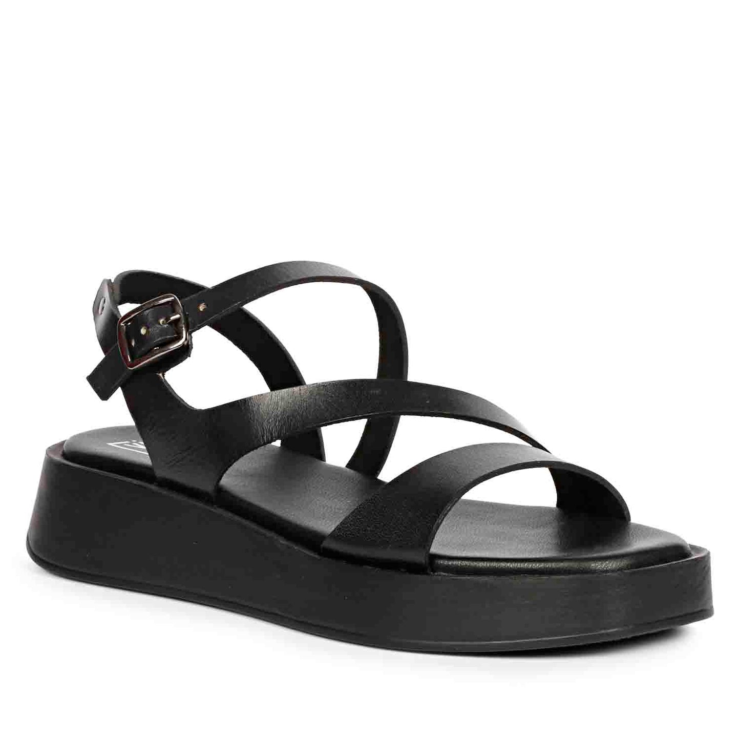 ViviBlu Black Leather Platform Sandals