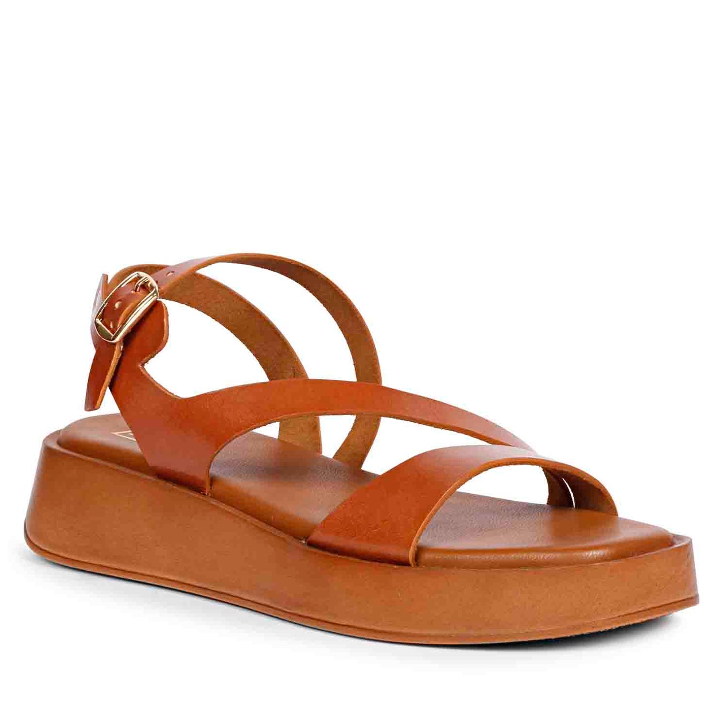 ViviBlu Tan Leather Platform Sandals
