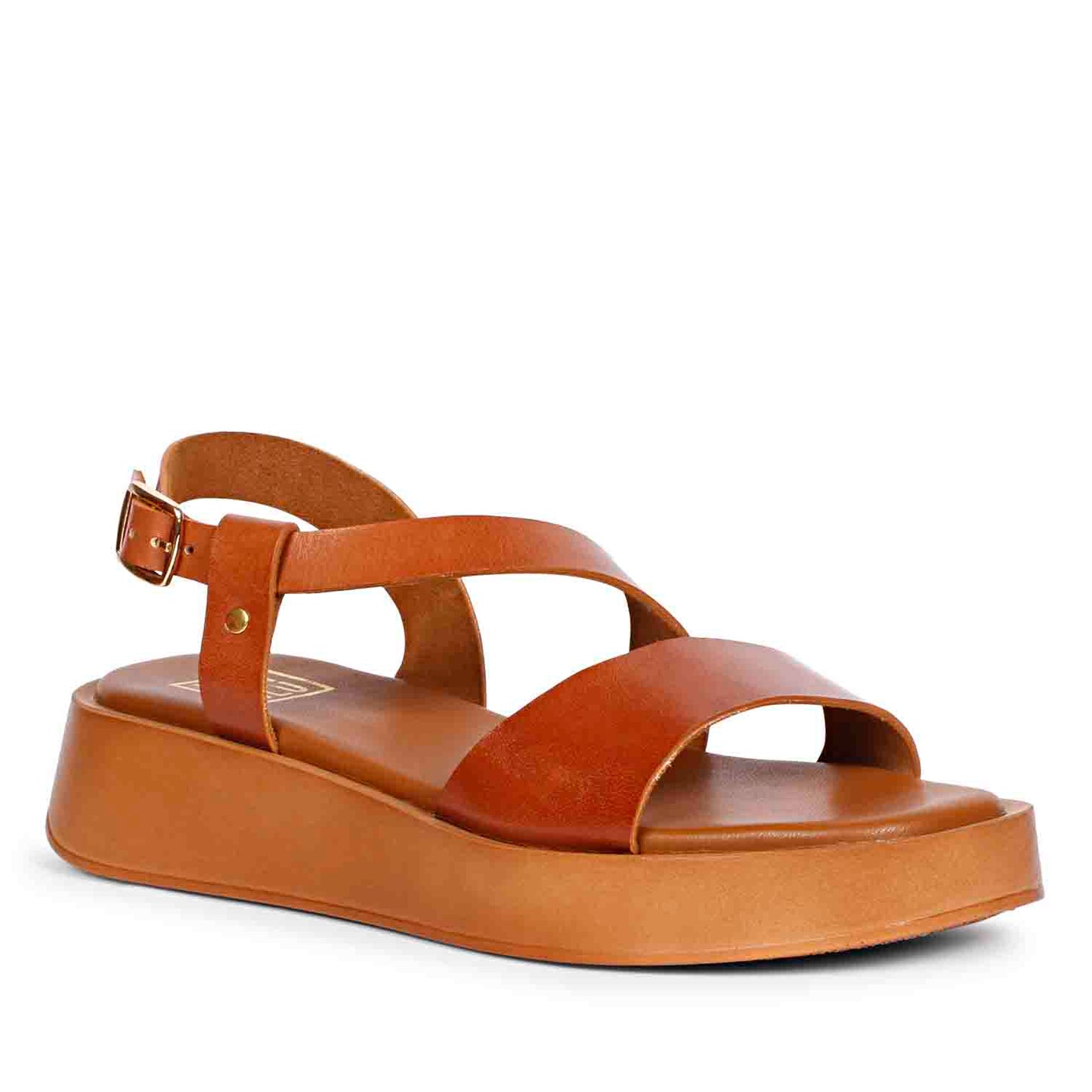 ViviBlu Tan  Leather Platform Sandals