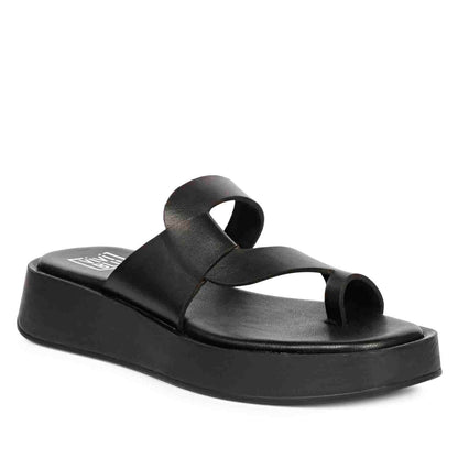 ViviBlu Black Leather Platform Sandals