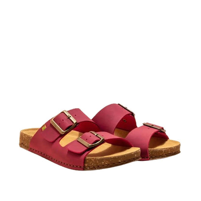 El Naturalista Tibet Embellished Leather Block Sandals with Buckle