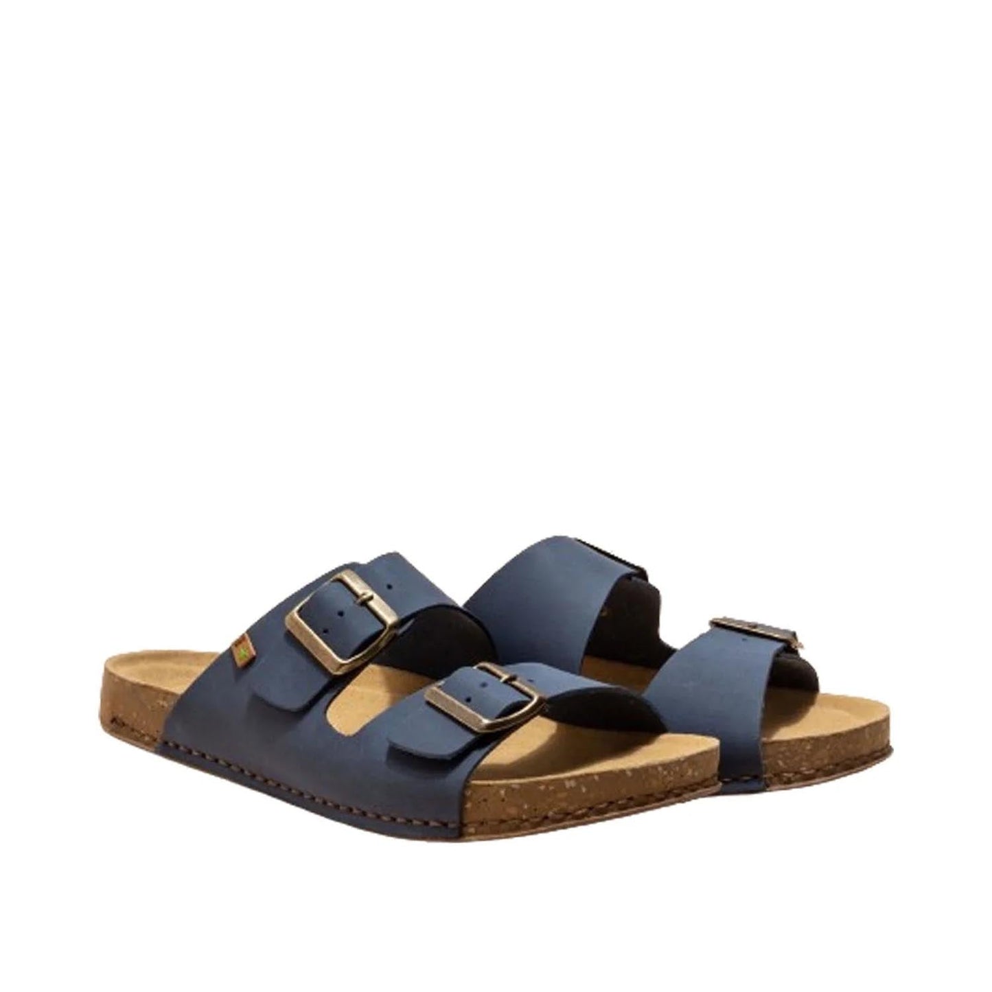 El Naturalista Ocean Embellished Leather Block Sandals with Buckle