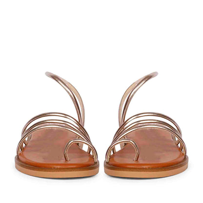 ViviBlu Gold Leather Platform Sandals