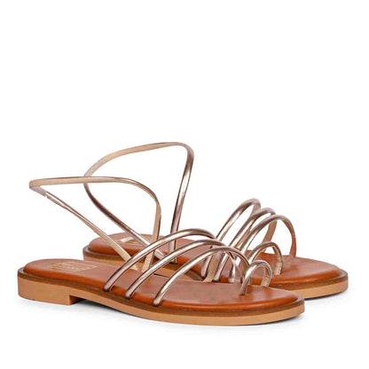 ViviBlu Gold Leather Platform Sandals