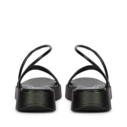 ViviBlu Black Leather Flat Sandals