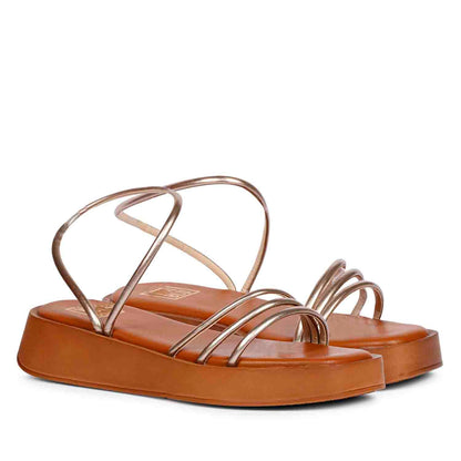 ViviBlu Gold Leather Flat Sandals