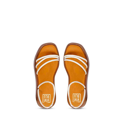 ViviBlu White Leather Flat Sandals