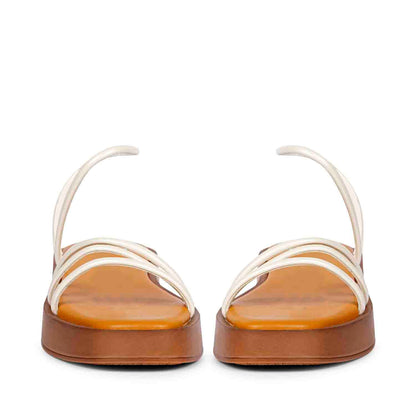 ViviBlu White Leather Flat Sandals