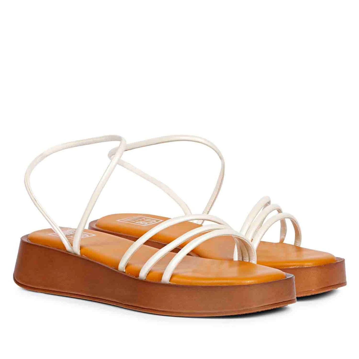 ViviBlu White Leather Flat Sandals
