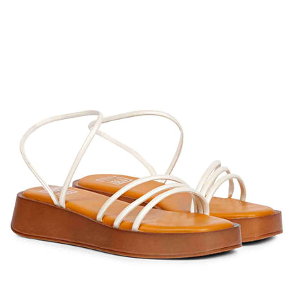 ViviBlu White Leather Flat Sandals