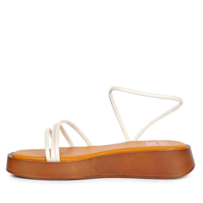 ViviBlu White Leather Flat Sandals