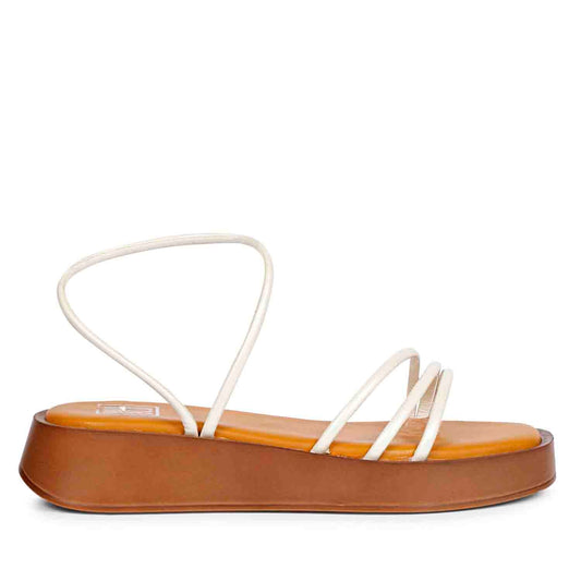 ViviBlu White Leather Flat Sandals