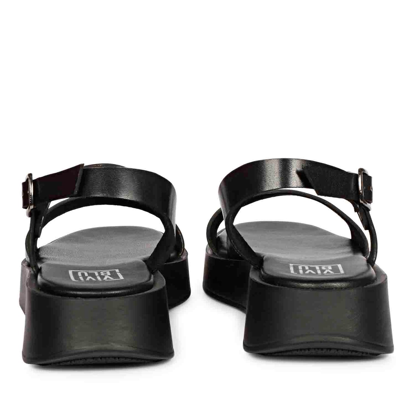 ViviBlu Black Leather Platform Sandals