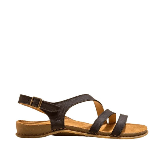 El Naturalista Black Embellished Leather Block Sandals with Buckle