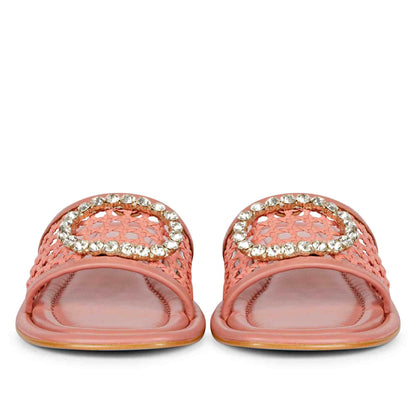 Saint Carly Coral Leather Flat Sandal