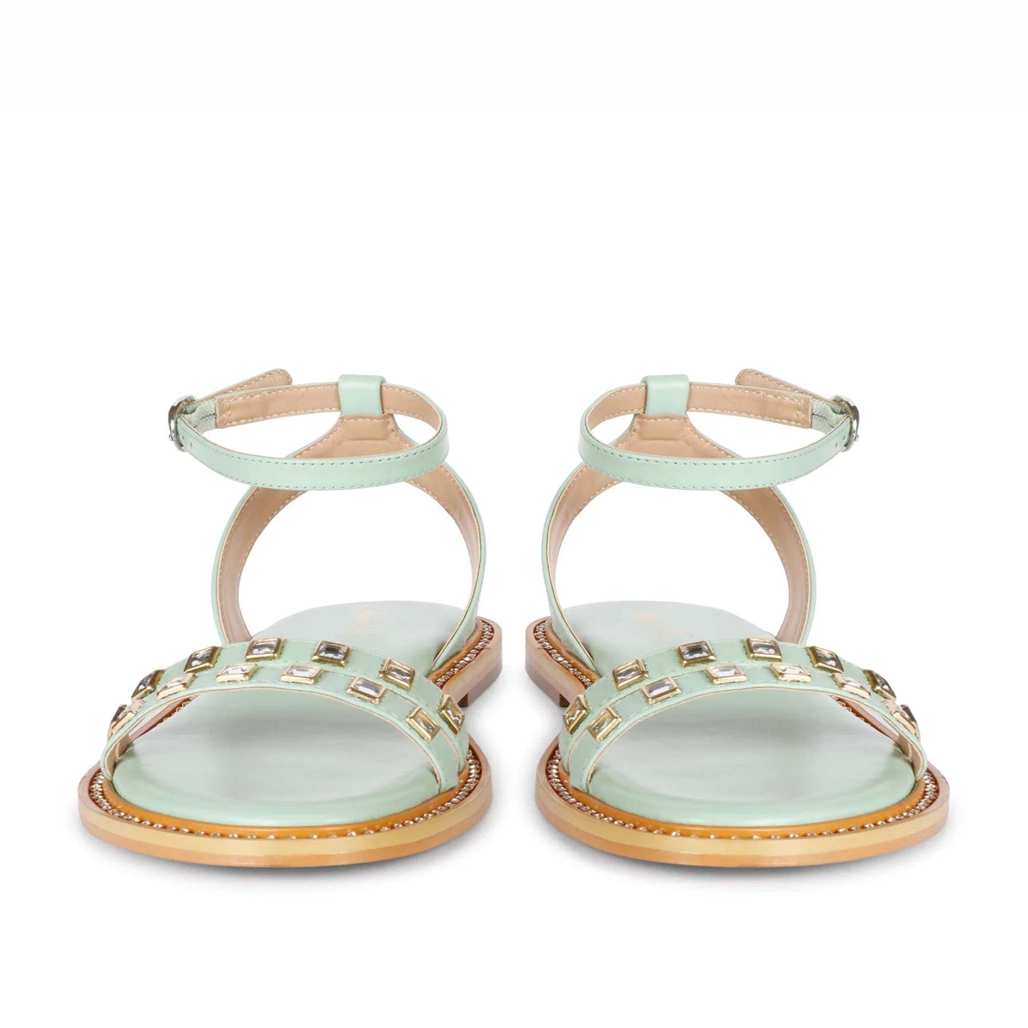 Saint Ivy Mint Leather Flat Sandal