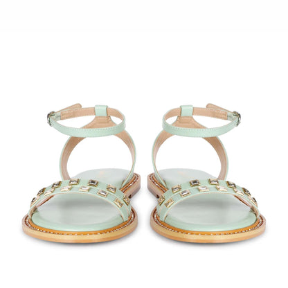 Saint Ivy Mint Leather Flat Sandal
