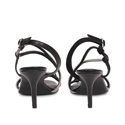 Saint Nessa Crystal Embellished Black Leather Stilettos