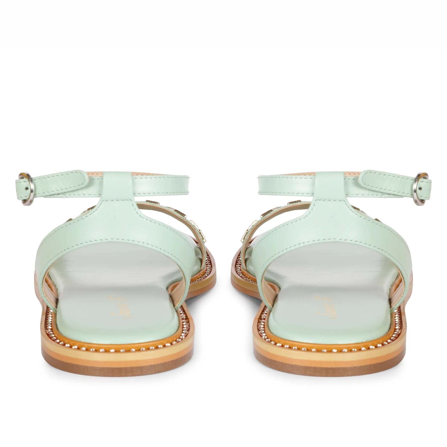 Saint Ivy Mint Leather Flat Sandal