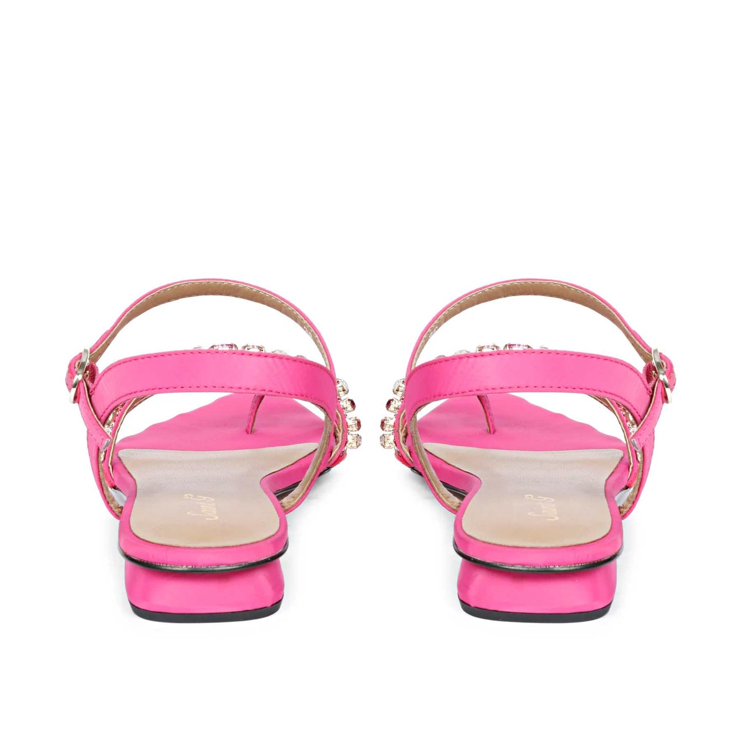 Saint Annie Stone Embellished Pink Nylon Fabric Sandals