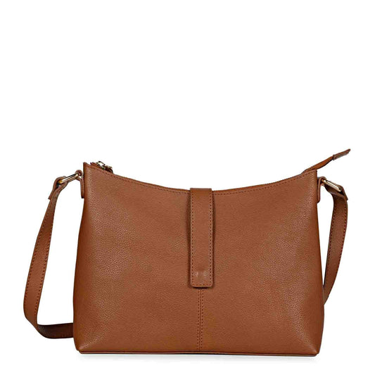 Favore Brown Leather Structured Silng Bag