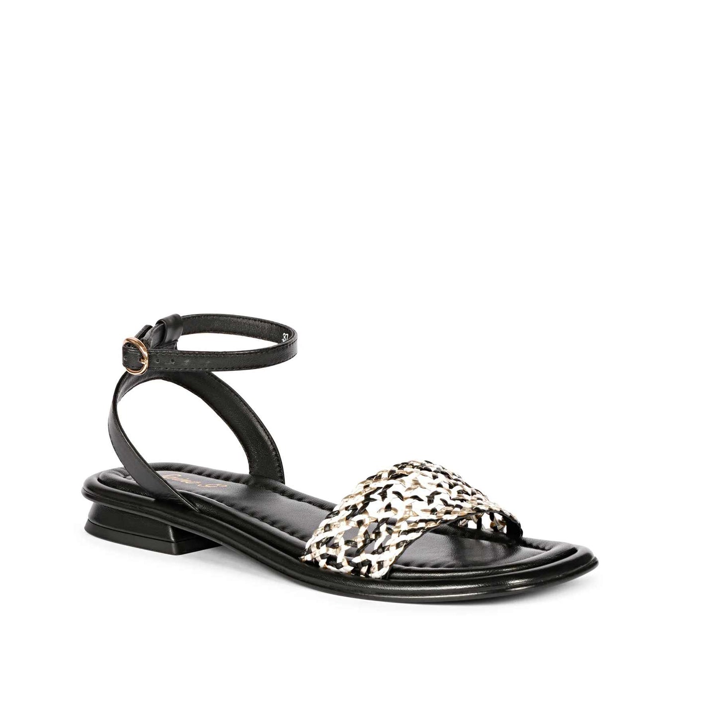 Saint Catalina Black Leather Flat Sandal