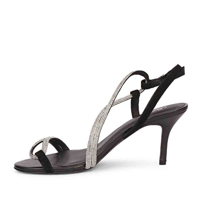Saint Nessa Crystal Embellished Black Leather Stilettos