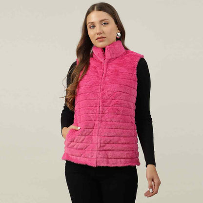 Saint Fernanda Pink Fur Leather Women Jackets