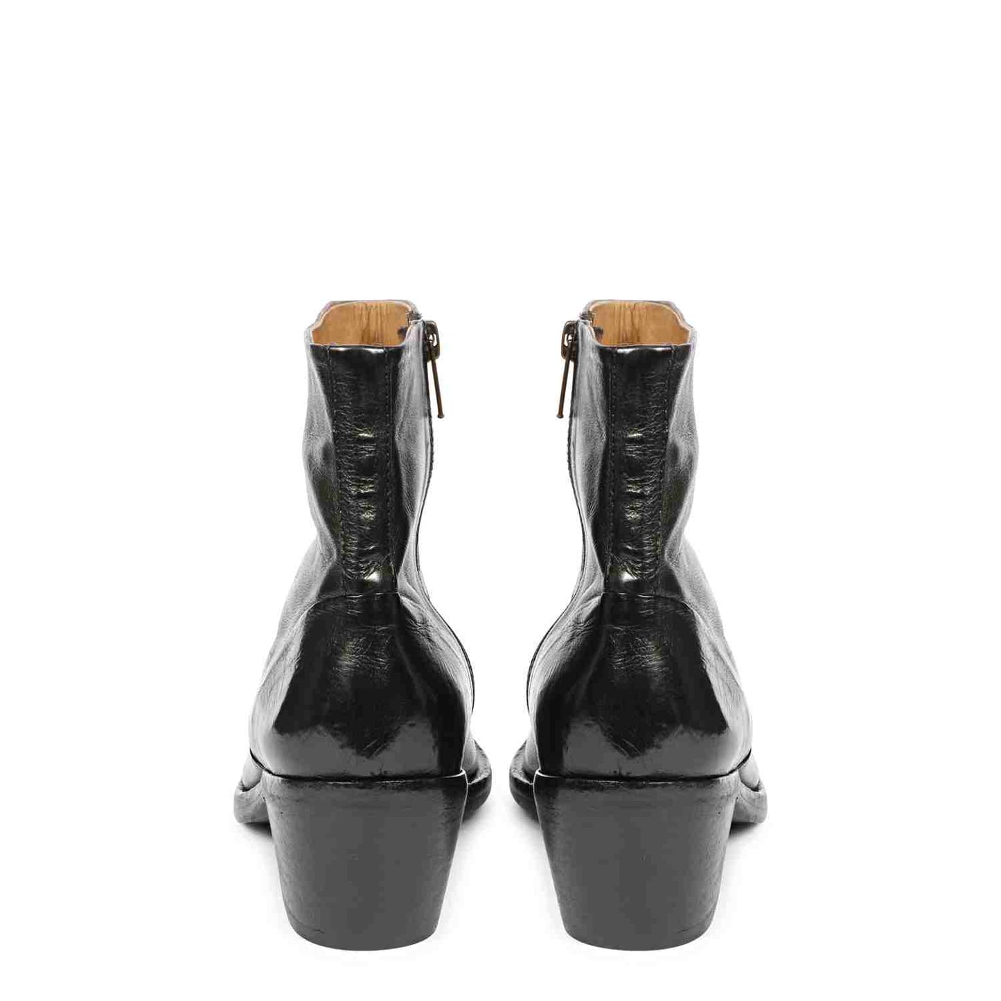 Saint Emelia Black Leather Washed Ankle Boot