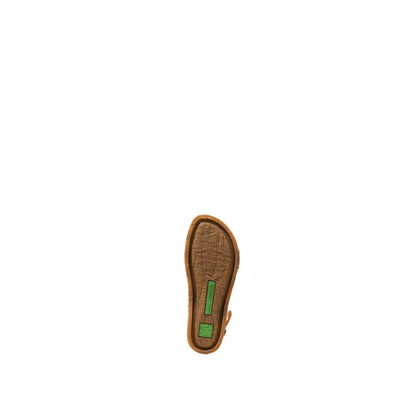 El Naturalista White Embellished Leather Block Sandals with Buckle