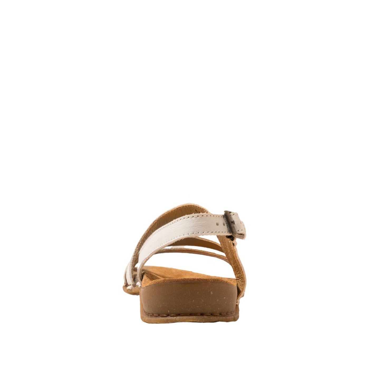 El Naturalista White Embellished Leather Block Sandals with Buckle