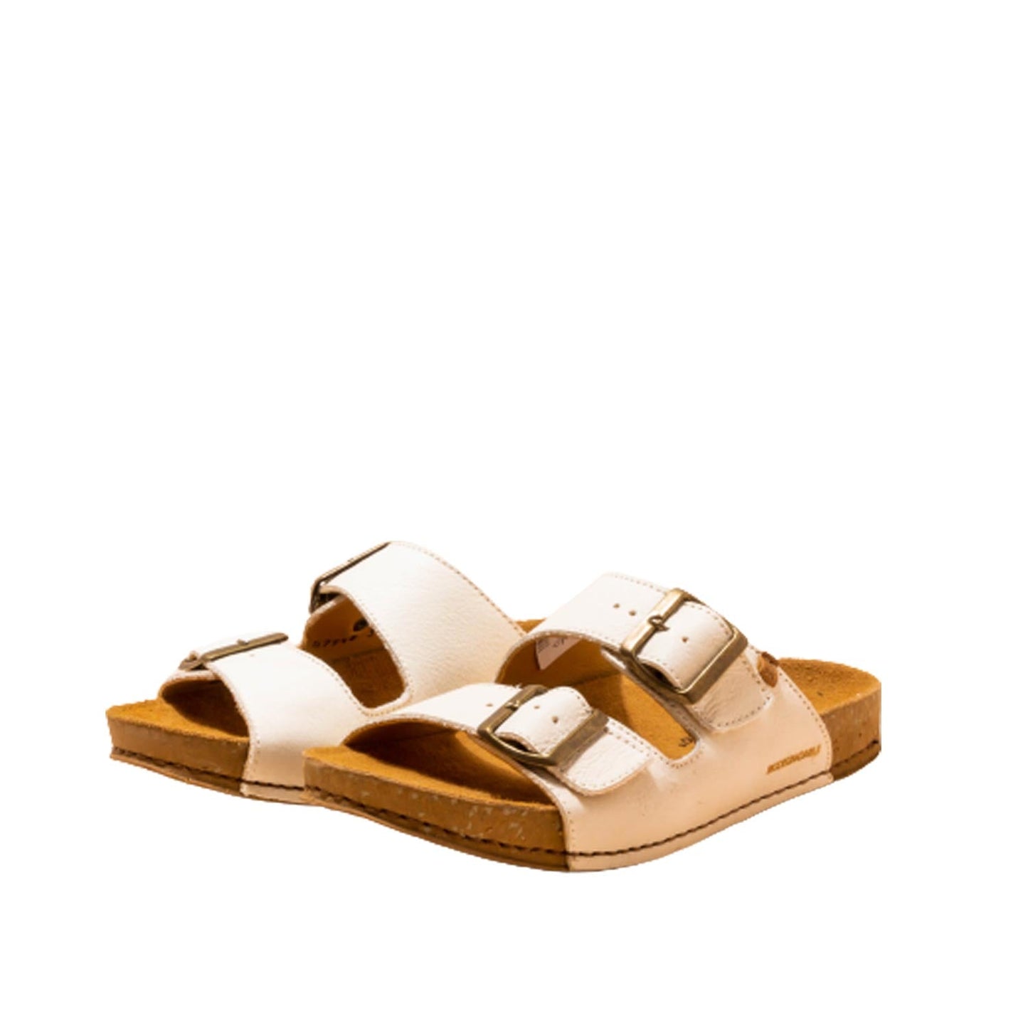 El Naturalista White Embellished Leather Block Sandals with Buckle
